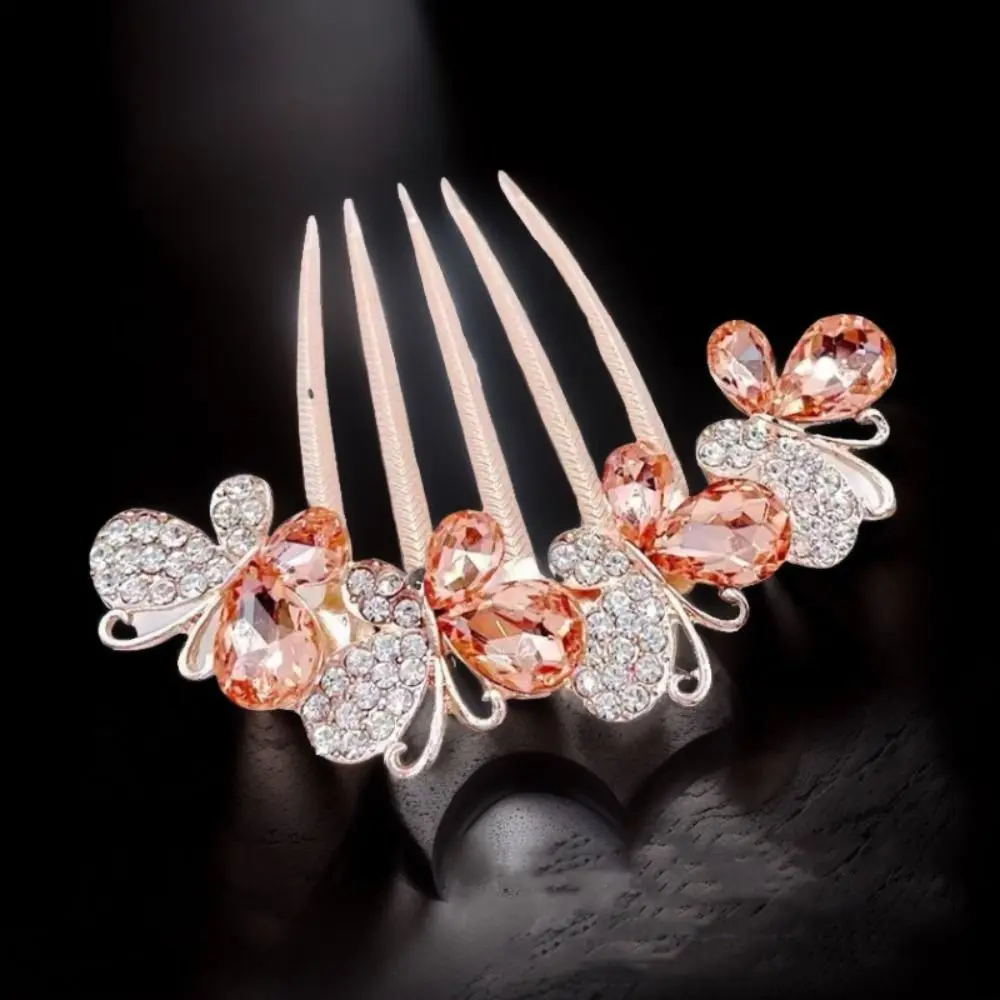 

New Alloy Rhinestone Women Hair Comb Purple Blue Grey Champagne Sparkling Wedding Party Headdress Bride Hairpins