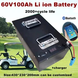 60V 100Ah Li ion Lithium Battery Built-in BMS for 5000W 7000W Electric Tricycle Golf Cart+ Charger