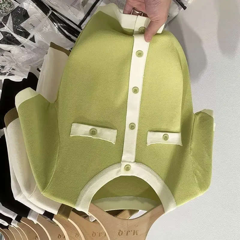 

New 2026 Summer Short Sleeve Thin Women Sweaters O-neck Contrast Color Knitwears Lady Slim Bottoming Shirts Casual Thin Tops