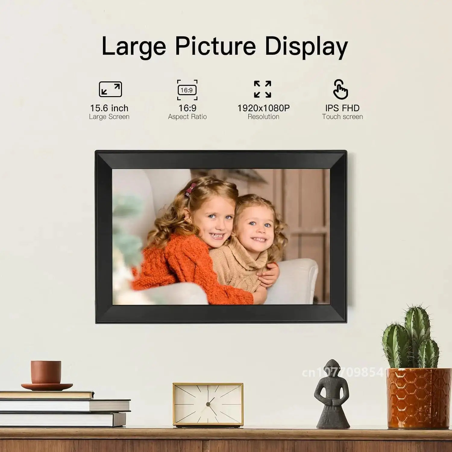 15.6 inch built in 64GB WiFi Large touch ips digital photo frame 1920*1080 WiFi Smart Frame Share Photos and Videos via frameo