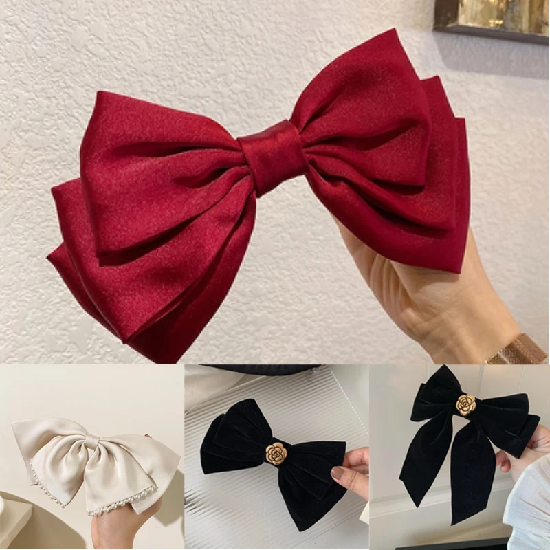 Elegant Large Bow Hairpins Streamer Headwear Clips Fashion Women Ponytail Holder Barrettes Luxury Hair Accessories for Girls