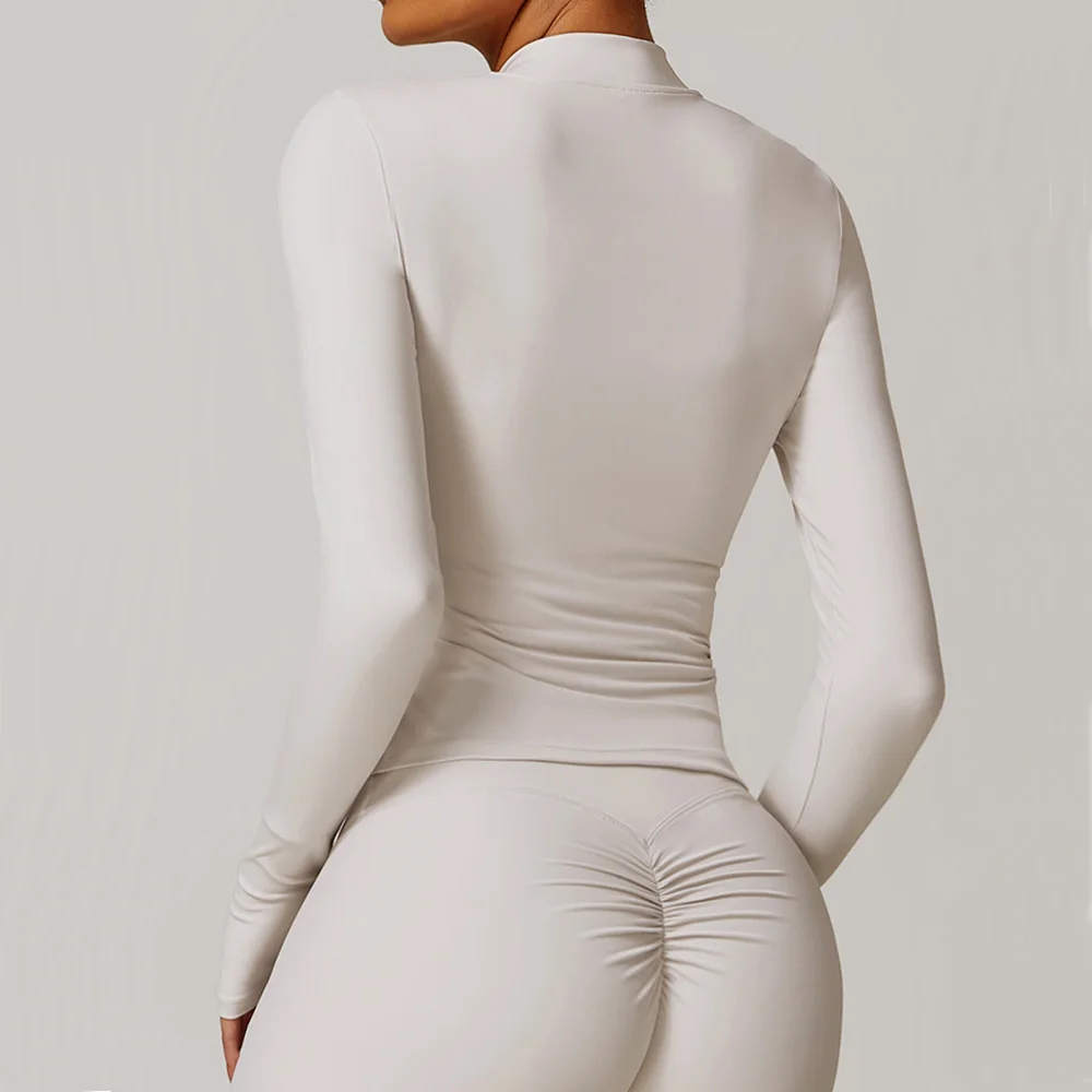 Sports Jacket Women Long Sleeve Zip Fitness Yoga Shirt Winter Warm Gym Top Activewear Running Coats PushUp Workout Clothes Women