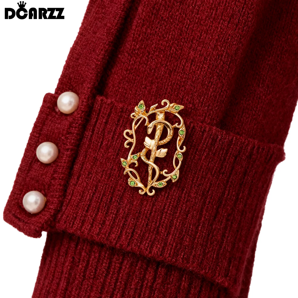 DCARZZ الطبية الأفعى Caduceus بروش دبوس مع كريستال الطب التمريض موضوع ظهره شارة التلبيب مجوهرات لهدايا معاطف للأطباء والممرضات