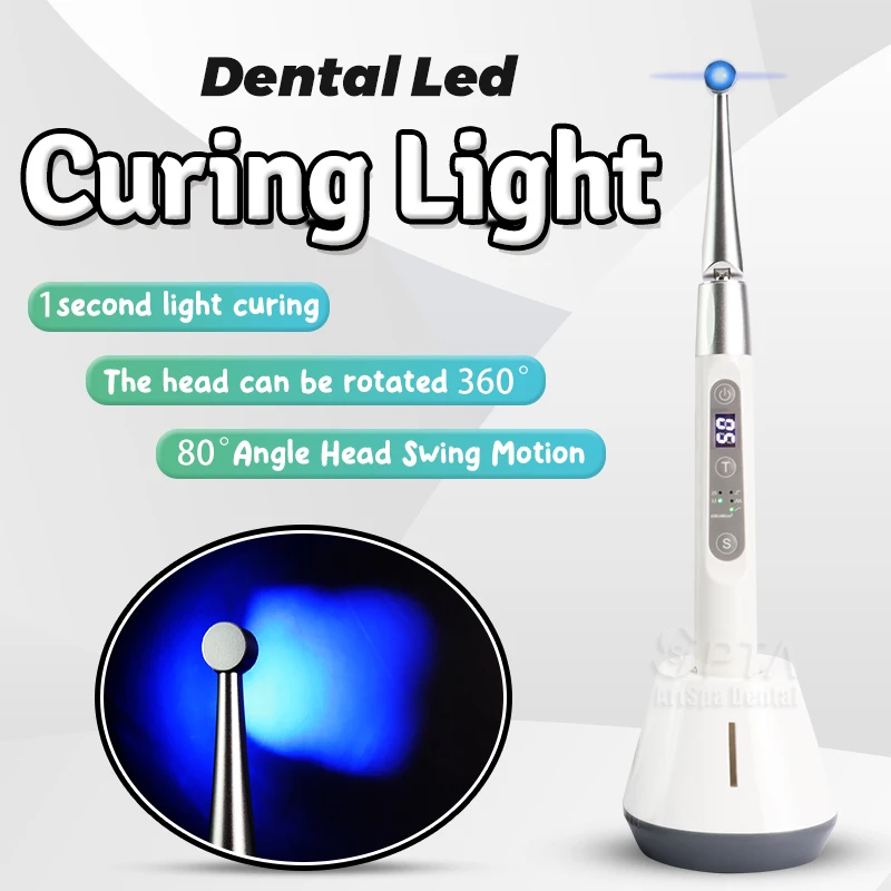 

1 Second Cure Lamp 80°Angle Head Swing Motion 360°rotation Dental Composite LED Curing Light WaveLength 420nm-515nm Dental Tool