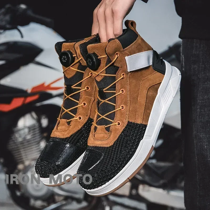

Motorcycle riding shoes Genuine leather motorcycle shoes Anti fall and breathable Racing boots Couple style for men and women