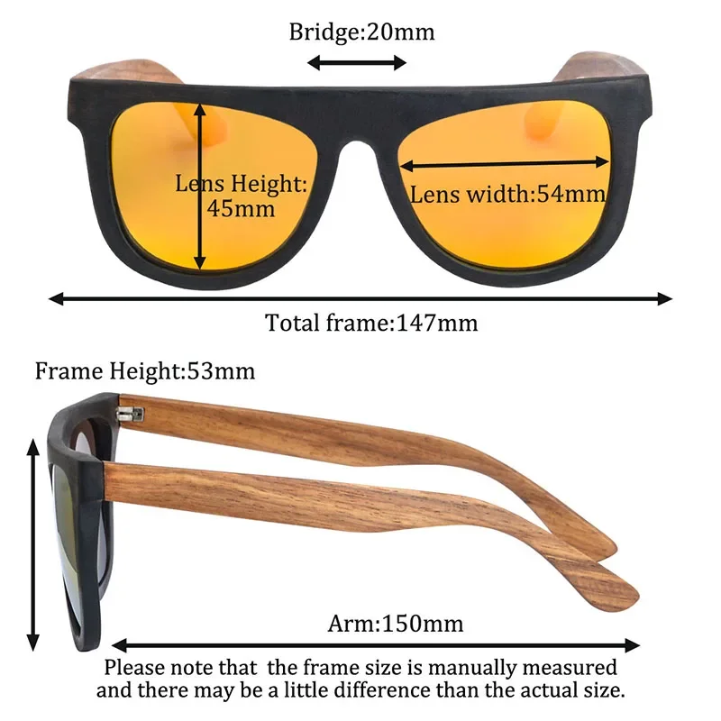 SHINU Natural Pear & Ebony Wood Handcrafted Polarized Eyewear Mens Sunglasses