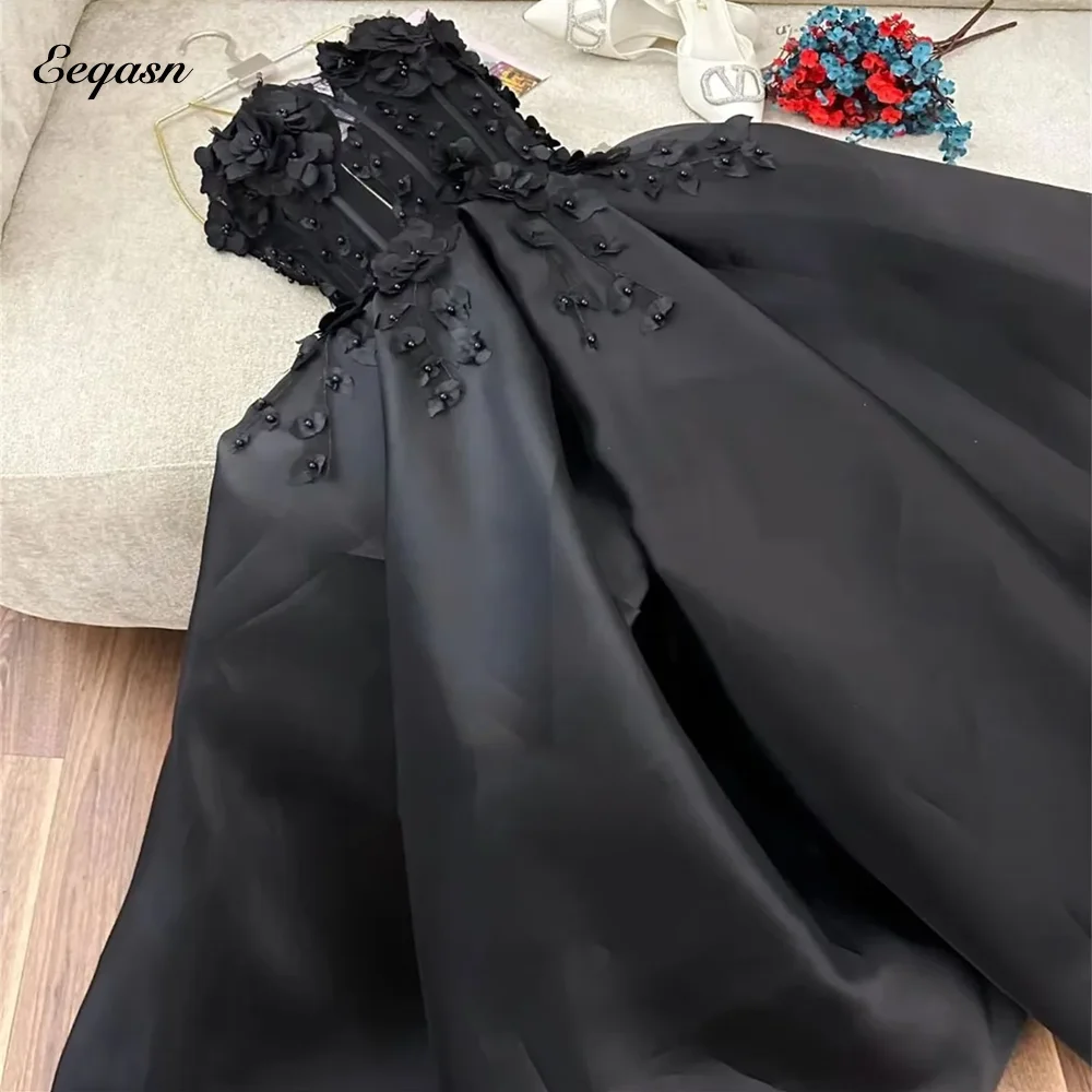 3D Flowers Decoration Evening Dresses Sweetheart Satin Vestidos De Fiesta Party Night Birthday Luxury Dress Customized