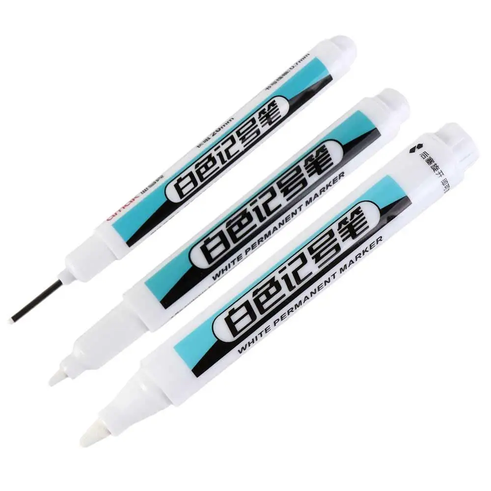 

0.7mm/1.0mm/.2.5mm White Permanent Paint Pen Not Easy To Fade Waterproof White Marker Pens Widely Used Wear Resistant