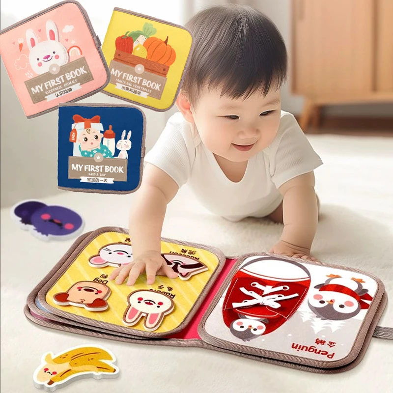 Montessori Busy Book Baby Early Education หนังสือสัตว์ Touch รู้สึก Crinkle Quiet Book Interactive หนังสือเด็ก Sensory ของเล่น