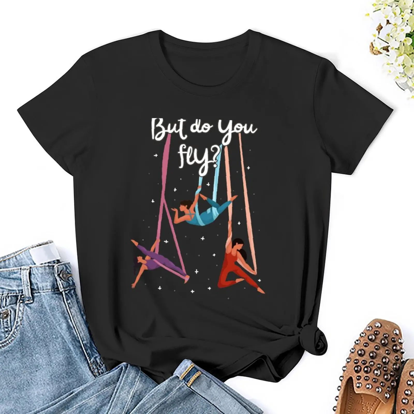 Aerialist Geschenk Luft Seide Kunst T-Shirt Tier druck Shirt für Mädchen weibliche Kleidung Sommer Tops schwarze T-Shirts für Frauen