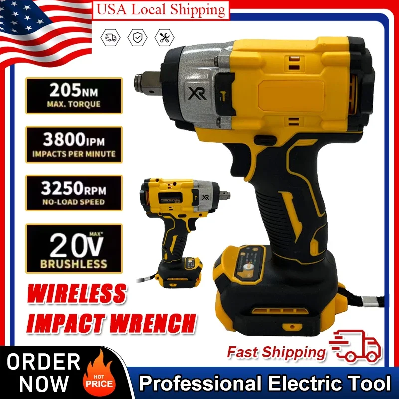 صالح ديوالت 3250 دورة في الدقيقة مفتاح كهربائي لاسلكي 205N.m فرش تأثير وجع عزم دوران عالي أداة إصلاح الطاقة لبطارية 20 فولت #1