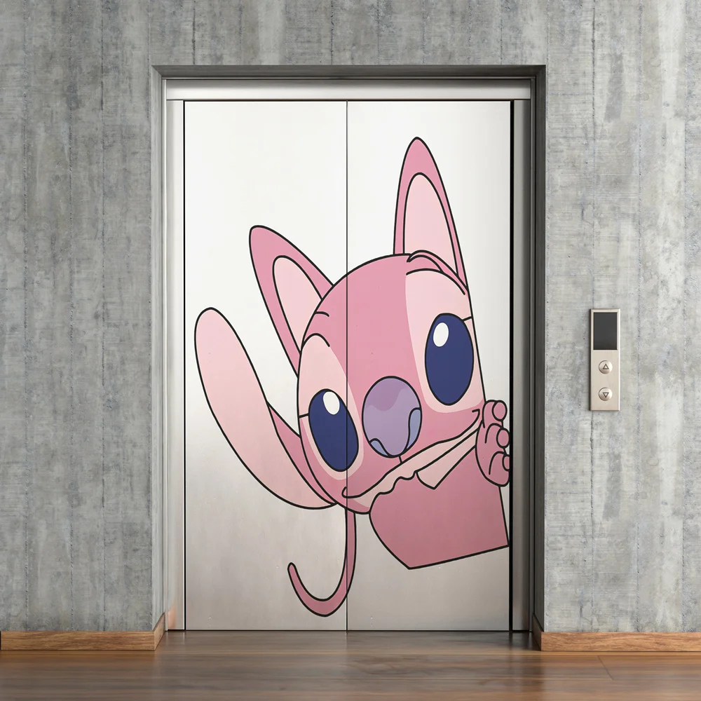 Disney Lilo & Stitch Stitch Elevator Door sticker door wall decoration Home decoration Aesthetic Nursery Kids Room Wall Sticker