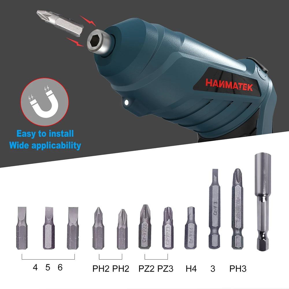 Hanmatek Electric Screwdriver Rechargeable Set LED Lighting Mini Wireless Cordless Screwdriver Battery Screwdriver Kit DrillTool