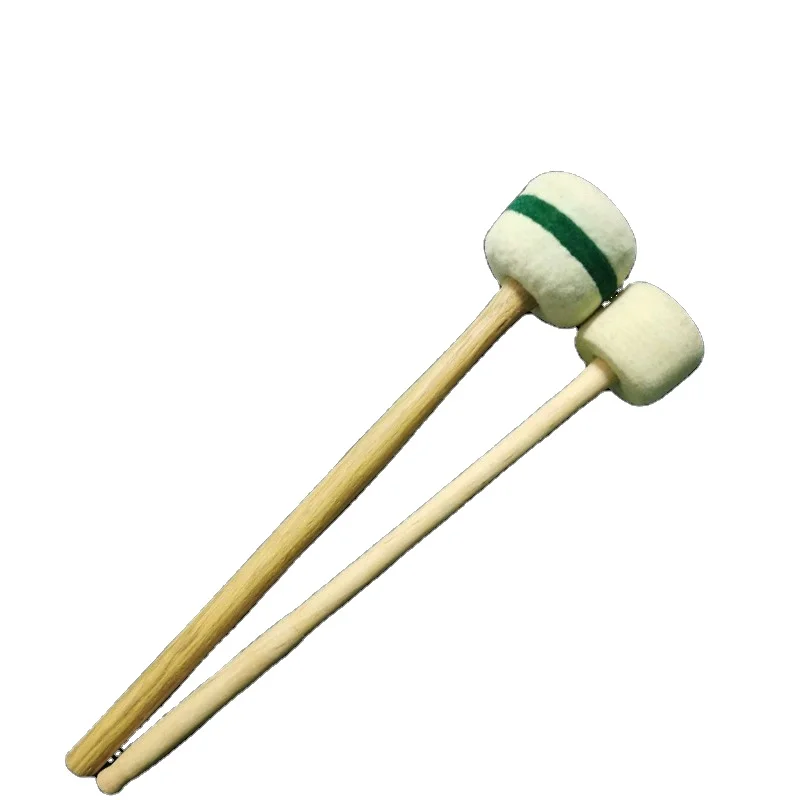 Two Tone Wool Felt Head Drumsticks Wood Handle Drum Hammer for Adult Practice