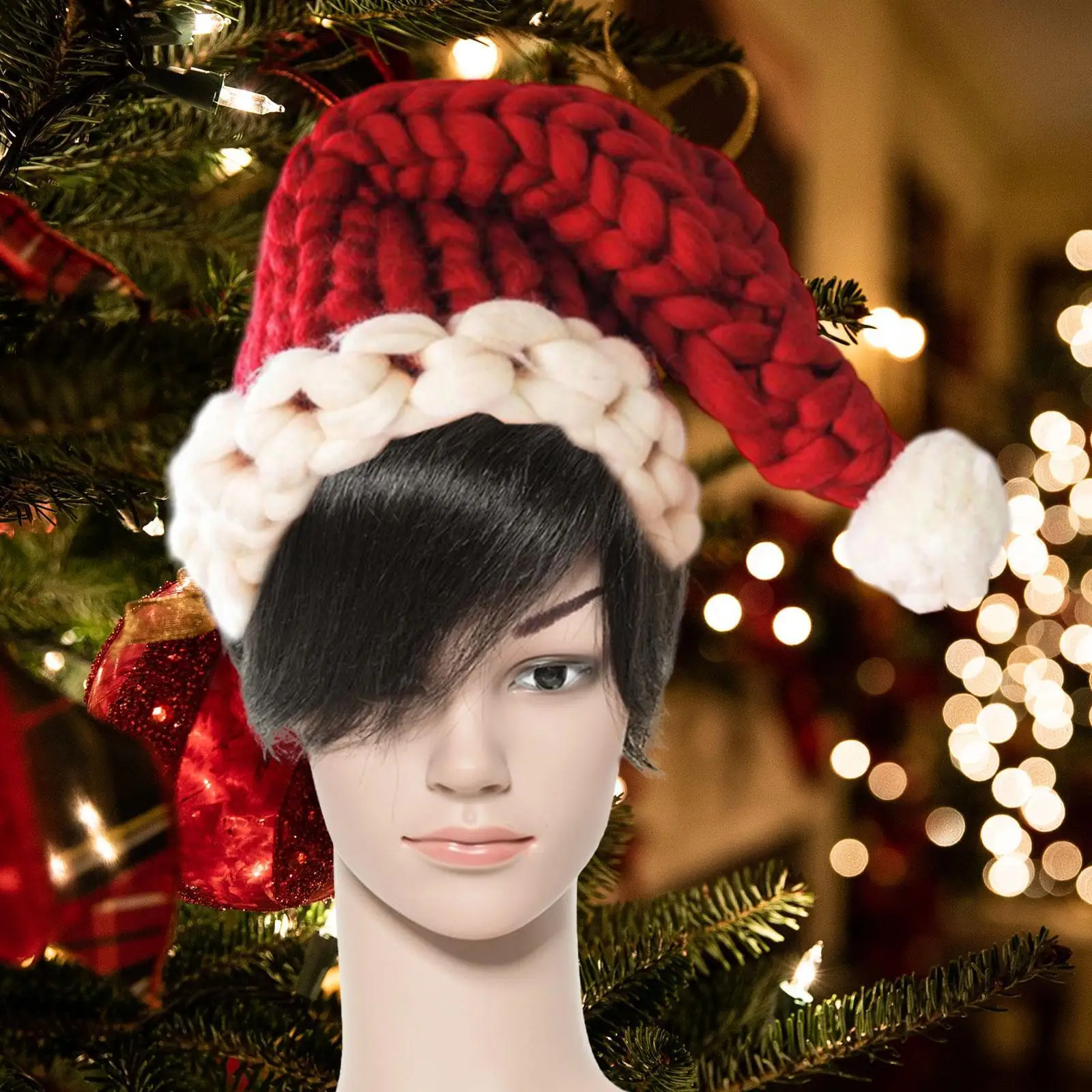 

Christmas Hat Costume Accessory Hand Knitted Hat for Holidays Carnivals Gift