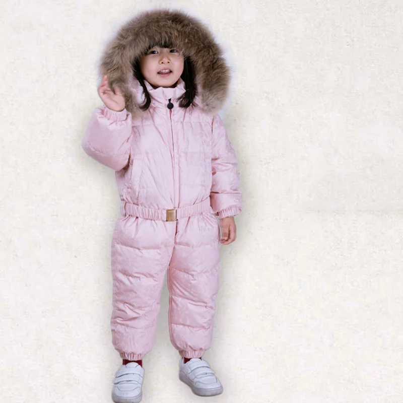 Snowsuit -30 Russian Winter coat New Boy Baby Down Jacket Outdoor Infant Clothes Girls Climbing For Kids Jumpsuit parka real fur