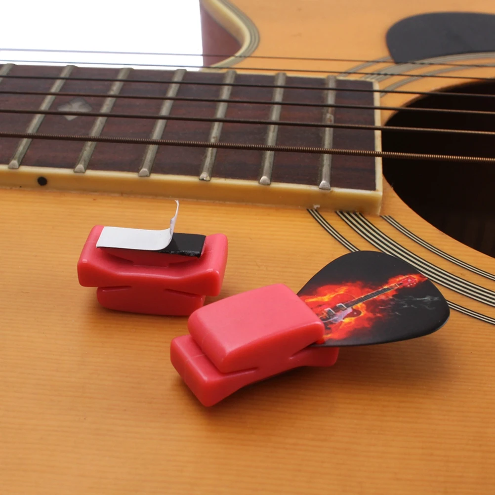 

5 Pcs Red Pick Clip Guitar Holder for Gifts Plectrum Pickholder Musicians Clamp