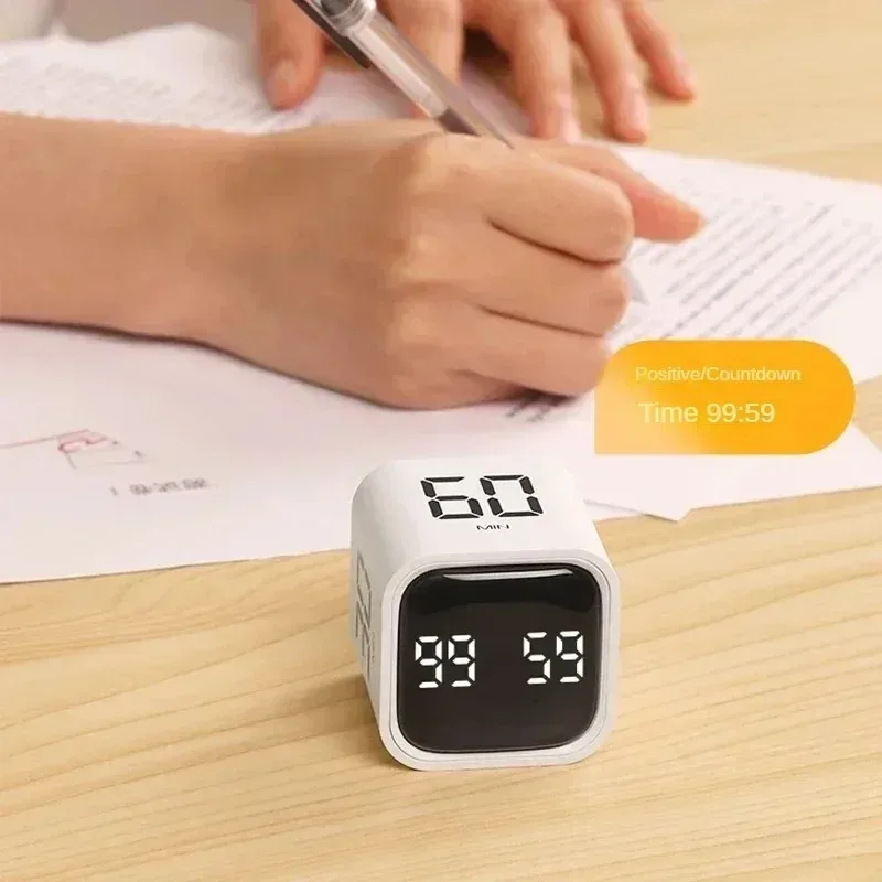 Portable Gravity Flip Cube Timer LED Digital Countdown Timer 4 Preset Time for Kitchen Cooking Study Time Management
