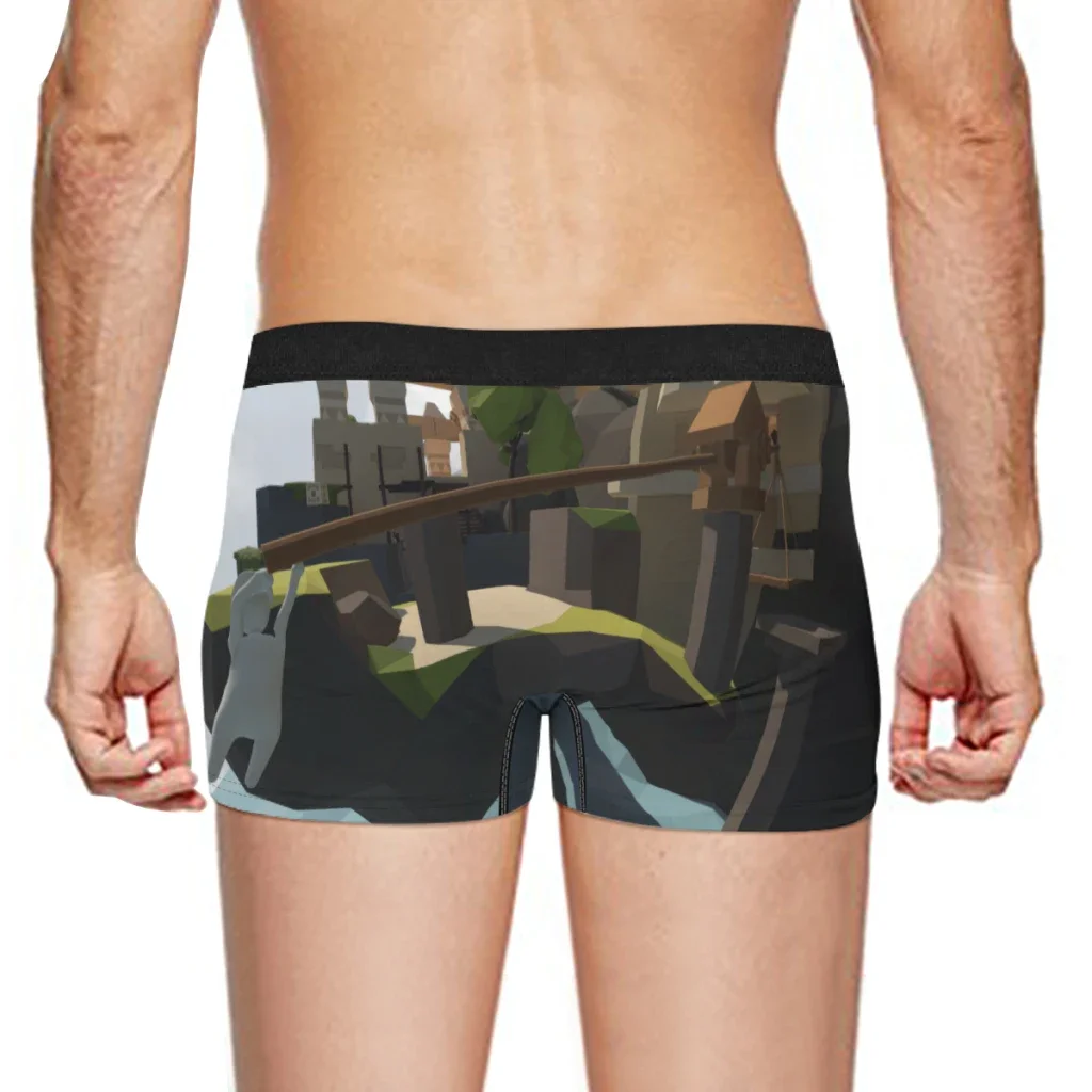 Cueca boxer com salto equilibrado para homens, queda humana, jogos de descriptografia plana, roupa íntima confortável, calcinha boxer