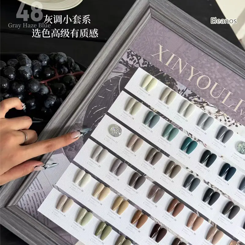 Eleanos Haze Blue Grey 48 Colors Gel Nail Polish Set With Color Display Book SoakOff Long Lasting Winter UV LED Gel Varnish 15ml