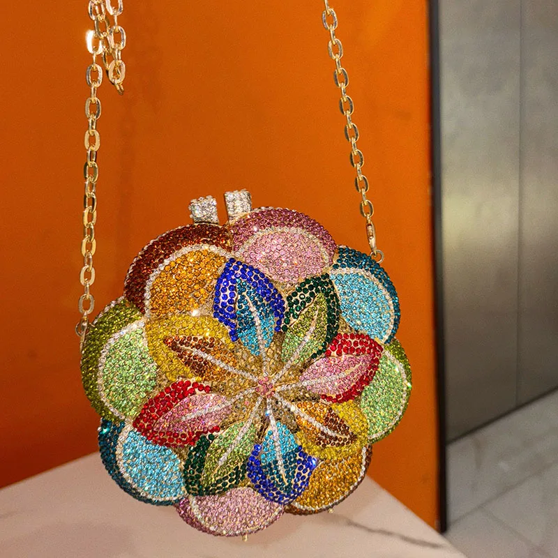 

Snowflake unique diamond-encrusted colored diamond dinner bag banquet full of diamonds light luxury high-end clutch bag