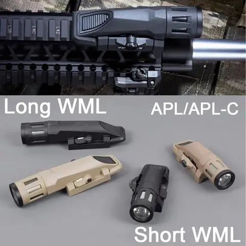 전술 WMLFlashlight APL 무기 총 라이트 Airsoft AR15 소총 권총 라이트 일정한 켜짐/순간 켜짐/스트로브 맞춤 20mm 레일 토치 Best5