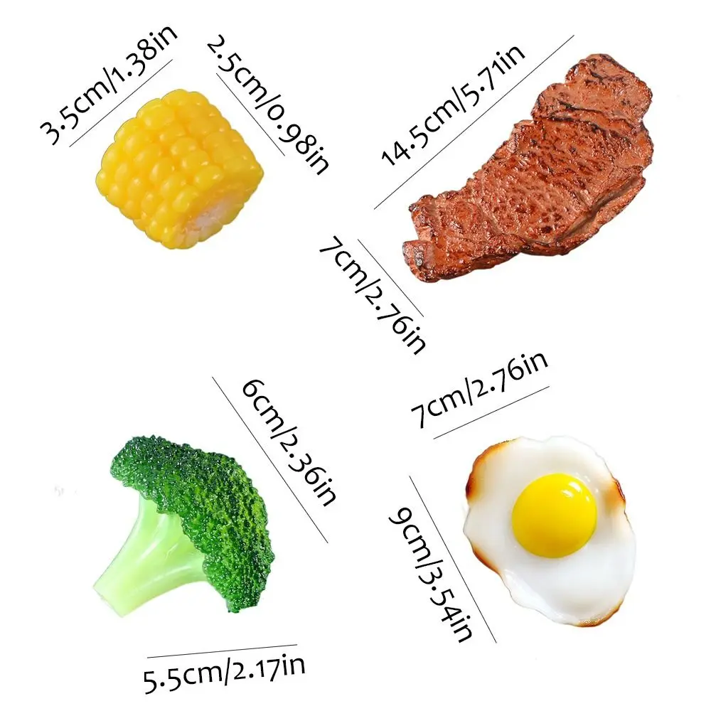 Western Food Simulation Steak Model Pretend Play Simulation Food Simulation Kitchen Toy Broccoli Corn Fake Food Toys