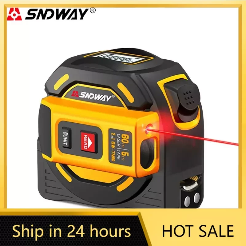 SNDWAY Laser Distance Meter 2 In 1 Laser Metric Tape Measure Meter Electronic Ruler Digital Rangefinder Self-Locking Hand Tool