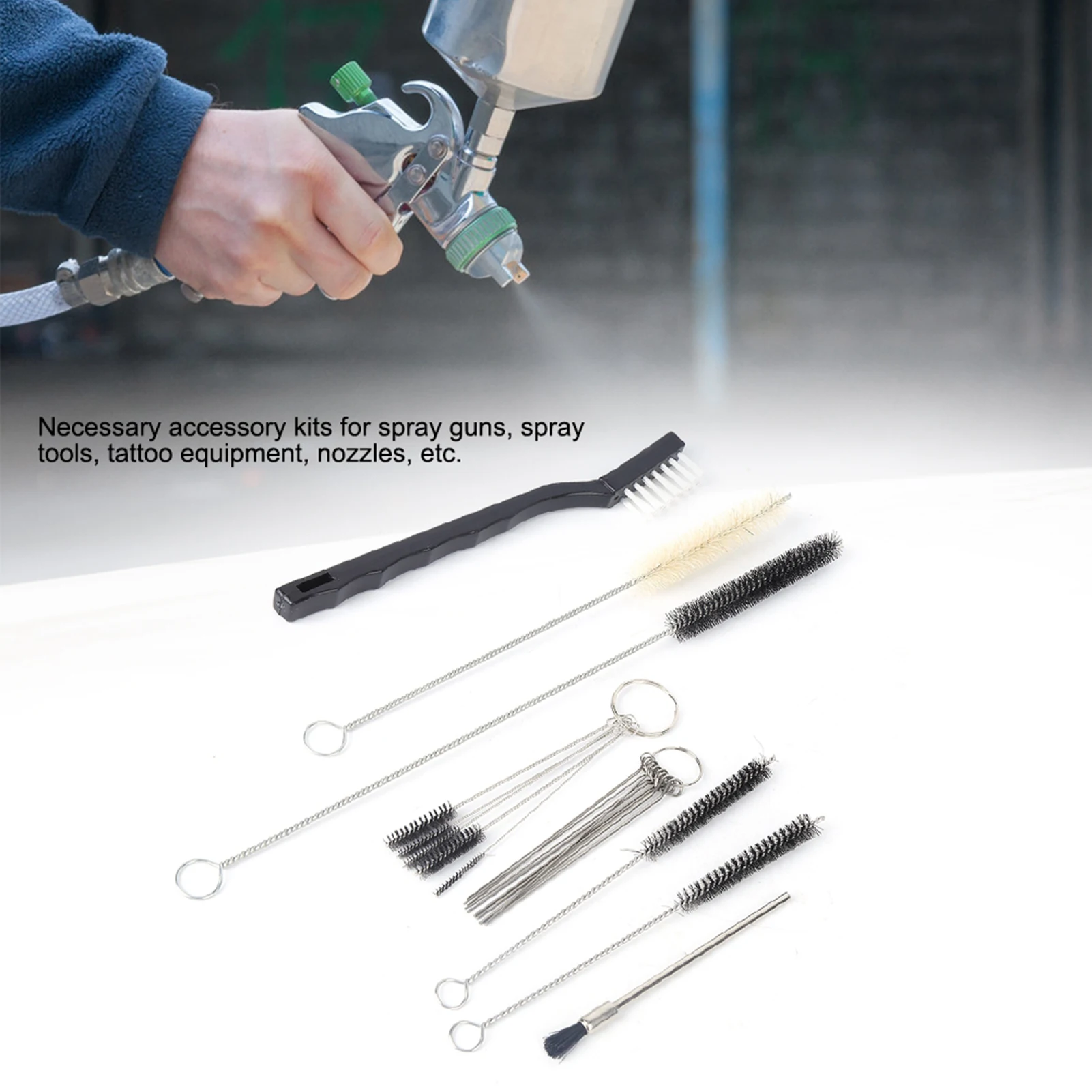 21PCs Set Cleaning Kit Hardware Accessory Hand Tool Airbrush Parts Portable for Spray Tools