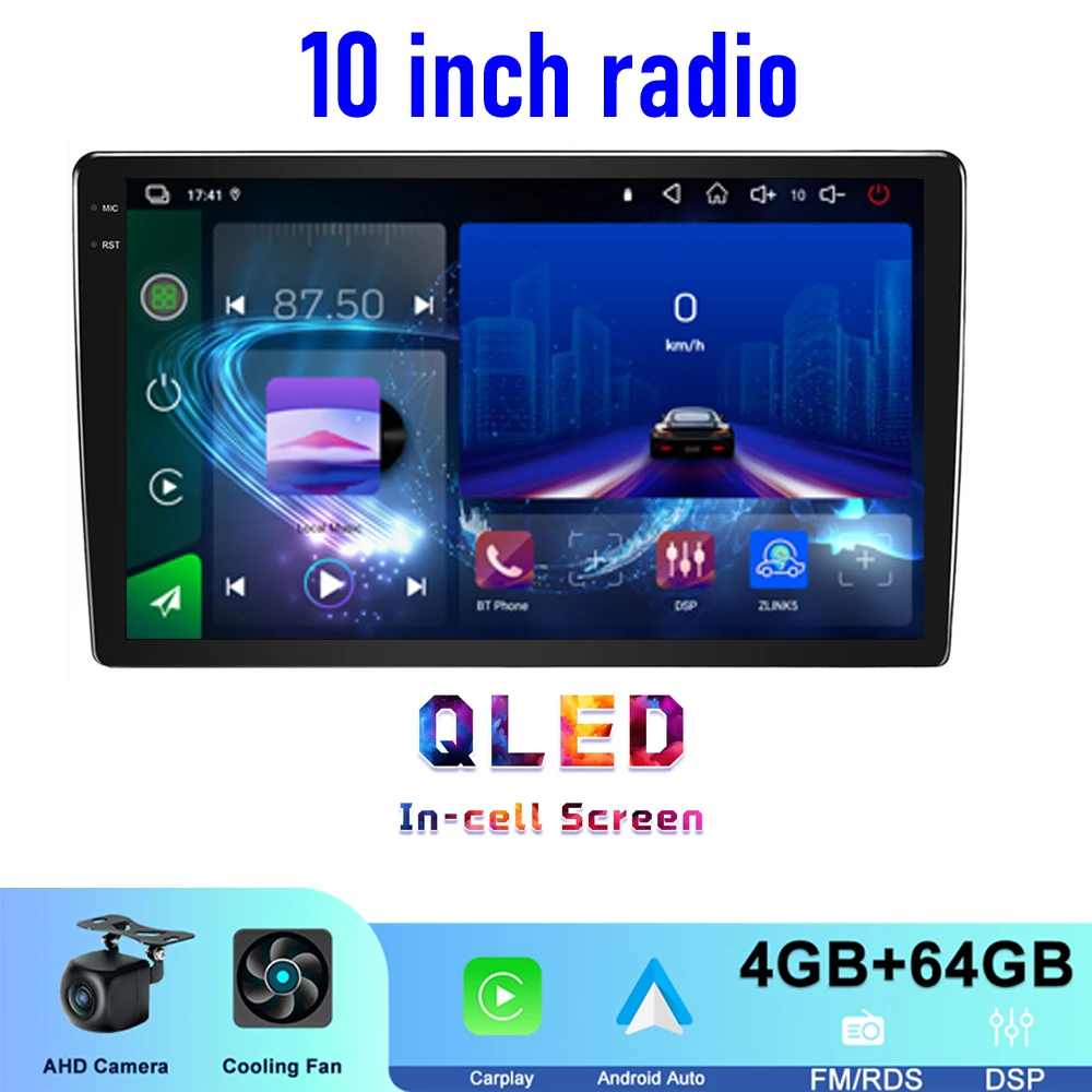 

10" 2 din General Car Radio Wireless Apple Carplay Android 15 GPS Google Map Steering Wheel Control Intelligent System WIFI 64GB