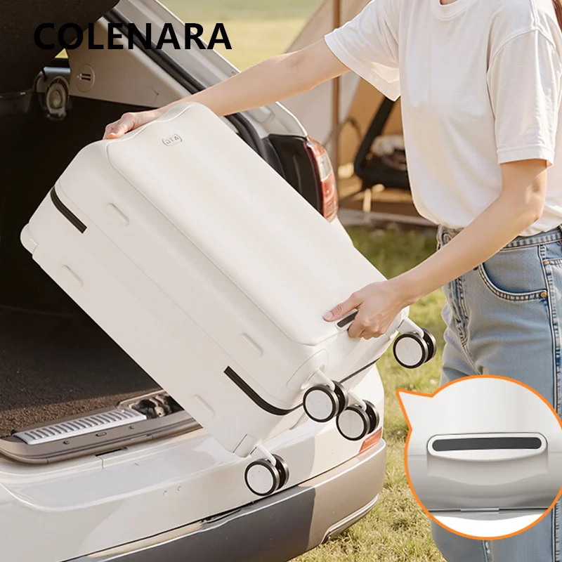 COLENARA حقيبة على عجلات حقيبة سستة الصعود صندوق المرأة حقيبة تروللي بعجلات 20 "24 بوصة ABS + PC حقيبة سفر بعجلات الأمتعة