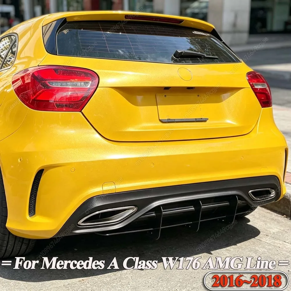 Heckspoilerlippe Diffusor Splitter Schwarz Bodykit für Mercedes Benz A-Klasse W176 AMG Line 2016-2018 Schrägheck Tuning