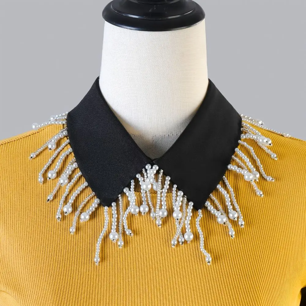 Fashion Handmade Pearl Fake Collar Exquisite Elegant Beaded Fake Collar Retro French Style Decorative Neckline Women Girls