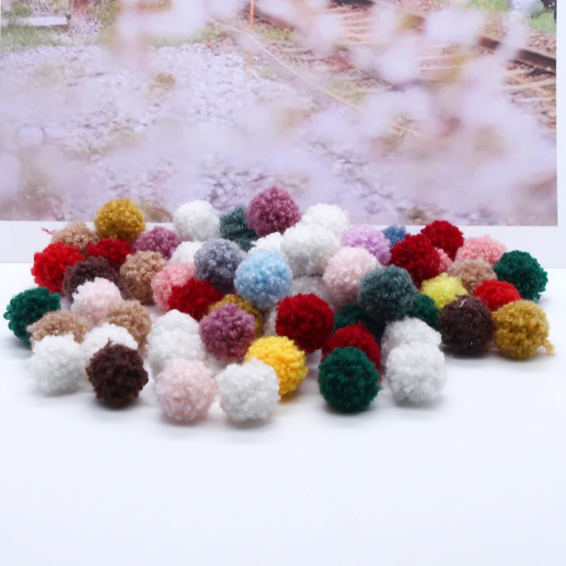 50-100Pcs/Lot 15mm Multicolor Teddy Fluffy Pom Plush Balls MINI Fringe Knitted Wedding DIY Craft Headwear Kids Hair Accessories