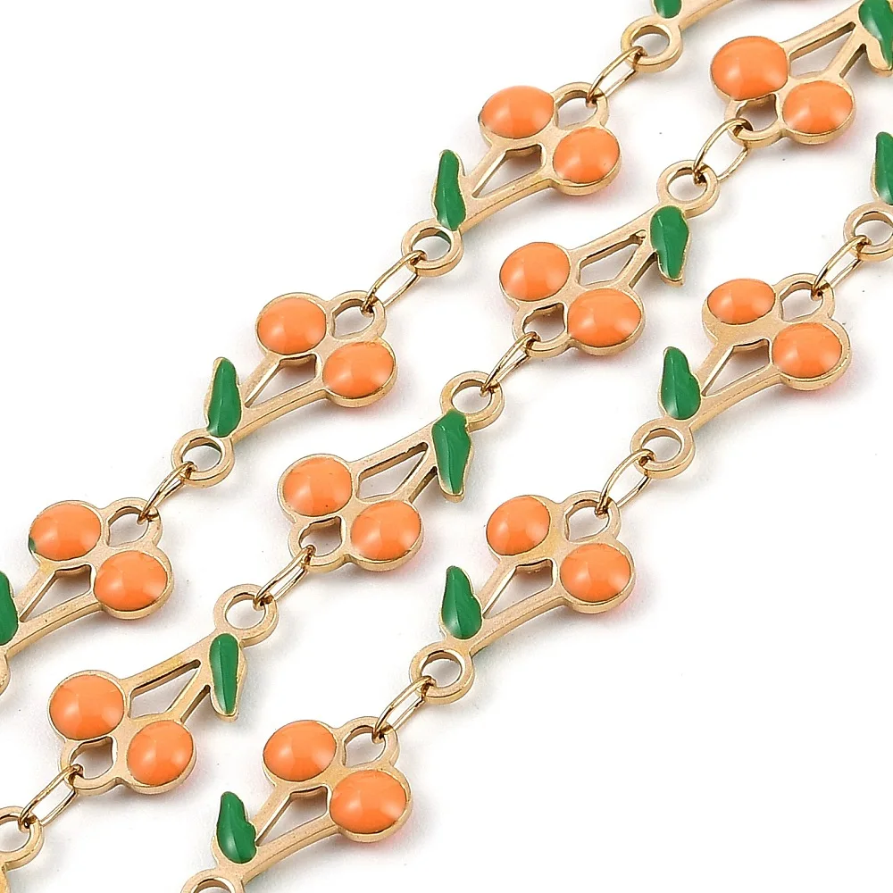 PandaHall 5m/Rolle IP 304 Edelstahl Emaille Kirschblüten-Charm-Kette, gelötet mit Spule für Halsketten- und Armbandherstellung – Detail 3