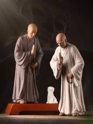 Zen Little Monk Buddhist Shami Meditation Sculpture, Ceramic Figurines, Tearoom Fengshui Chinese Statues for Decoration, Gift