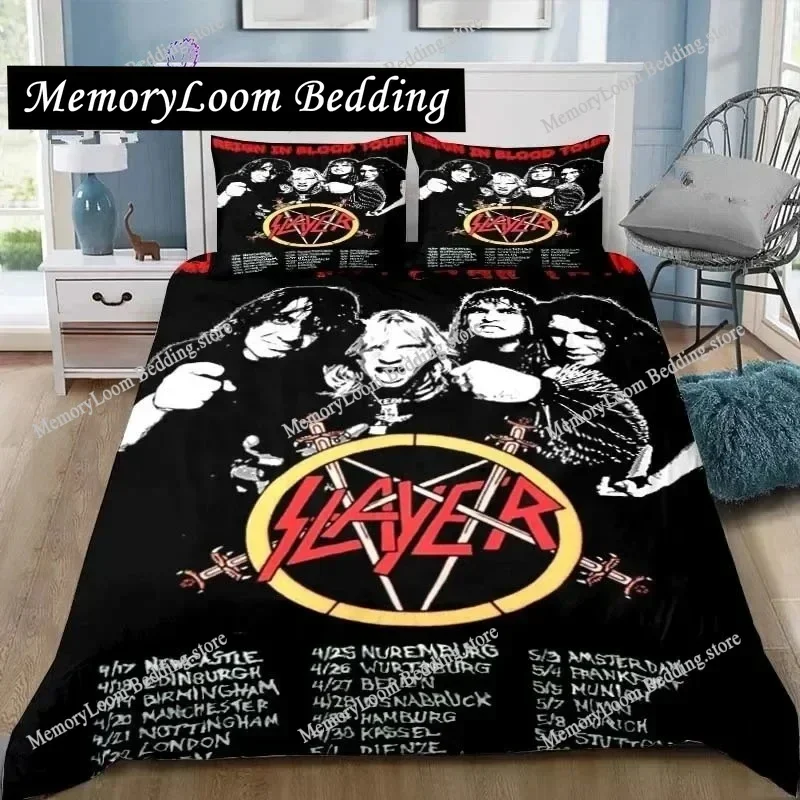 Slayer Heavy Metal Band Bedding Set Single Twin Full Queen King Size Bed Set Adult Kid Bedroom 3D Print Skull Bedding Gift