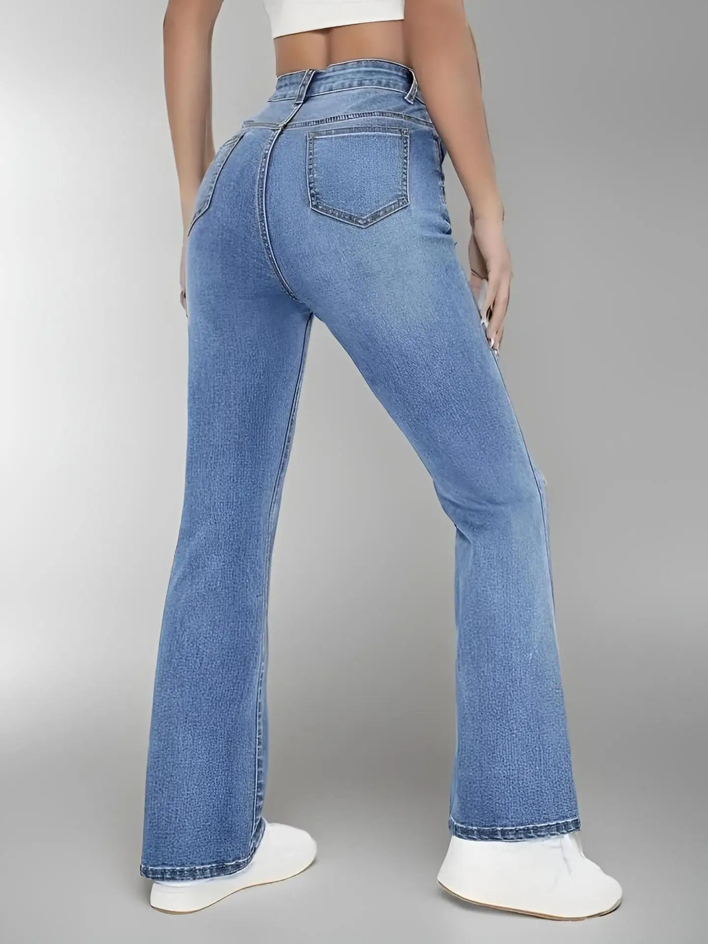 New women's hot jeans slimming European and American style casual versatile high waist washed Denim trousers for women