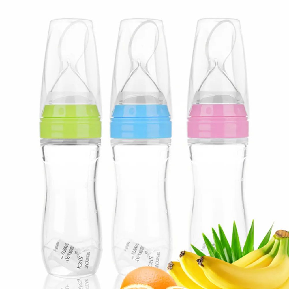 

3Pcs Silicone Nursing Bottles for Baby Infant Feeding Bottle Wide Mouth Natural Design Portable Milk Juice Medicine Bottle Easy