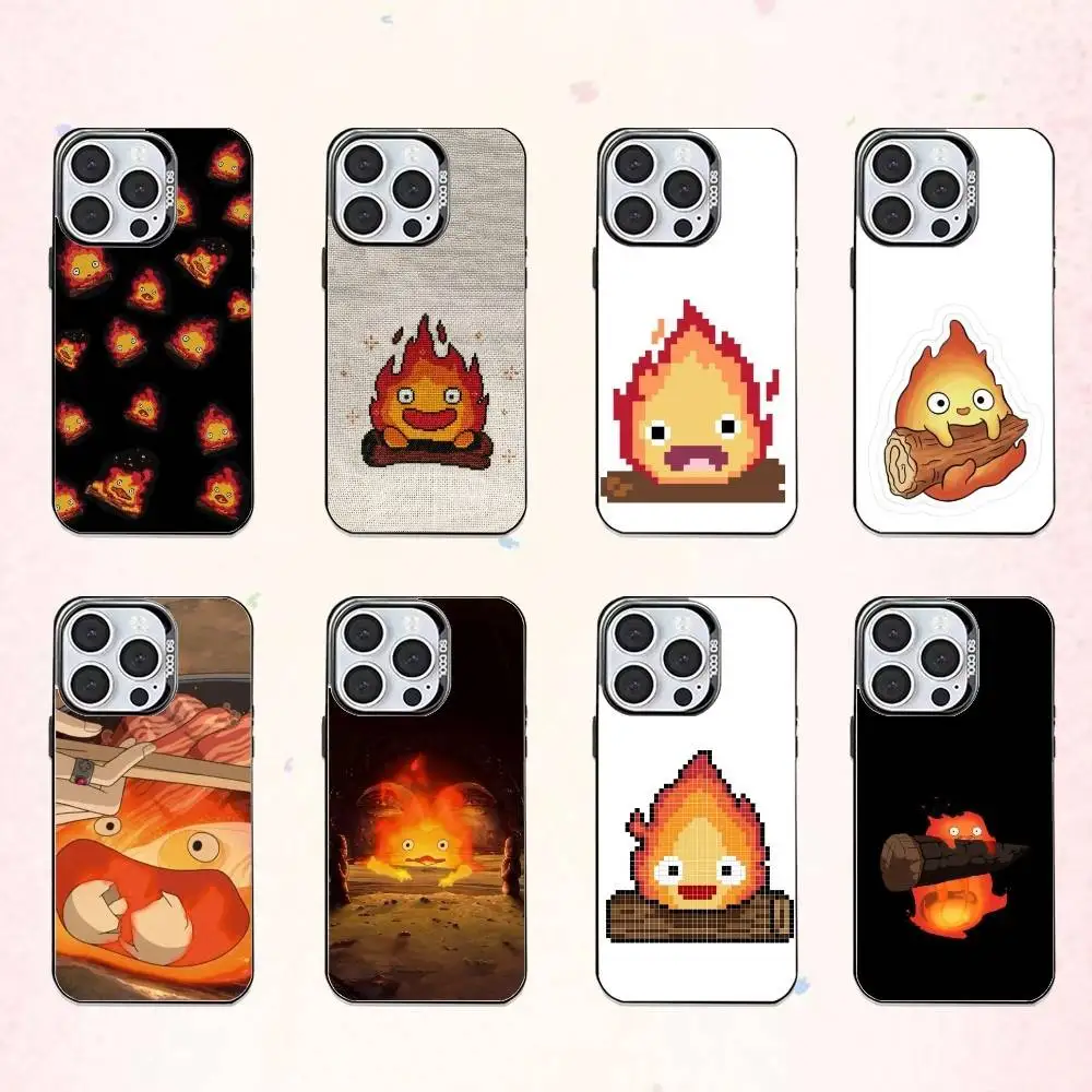 

Чехол для телефона с аниме-персонажем C-Cute C-Calcifer для iPhone 17, 16, 15, 14, 13, 12, 11 Plus, Pro Max, цветной, с серебряным покрытием внутри