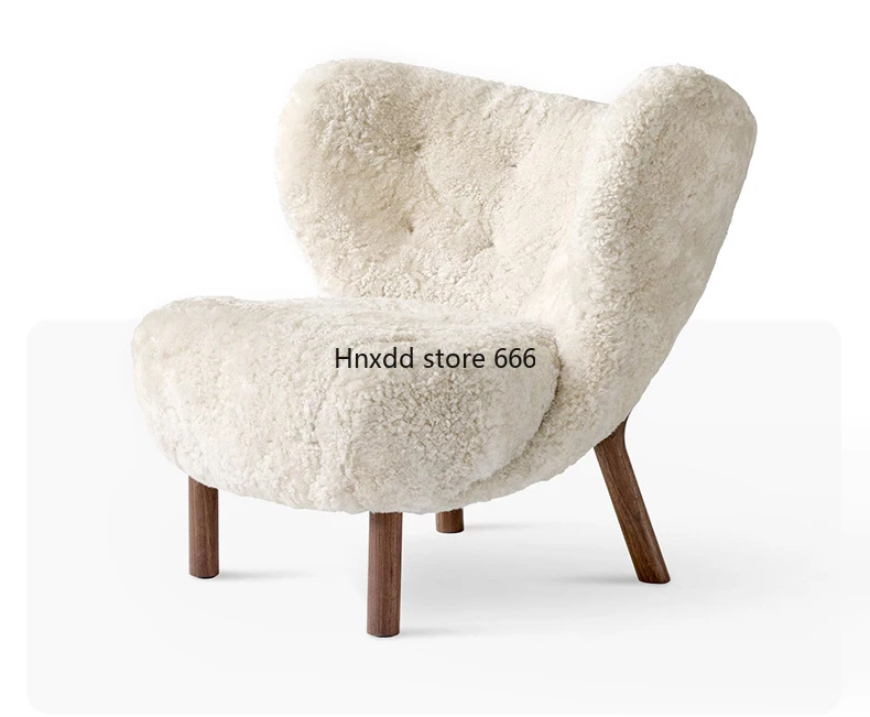 Cream medieval sofa lamb wool leisure chair