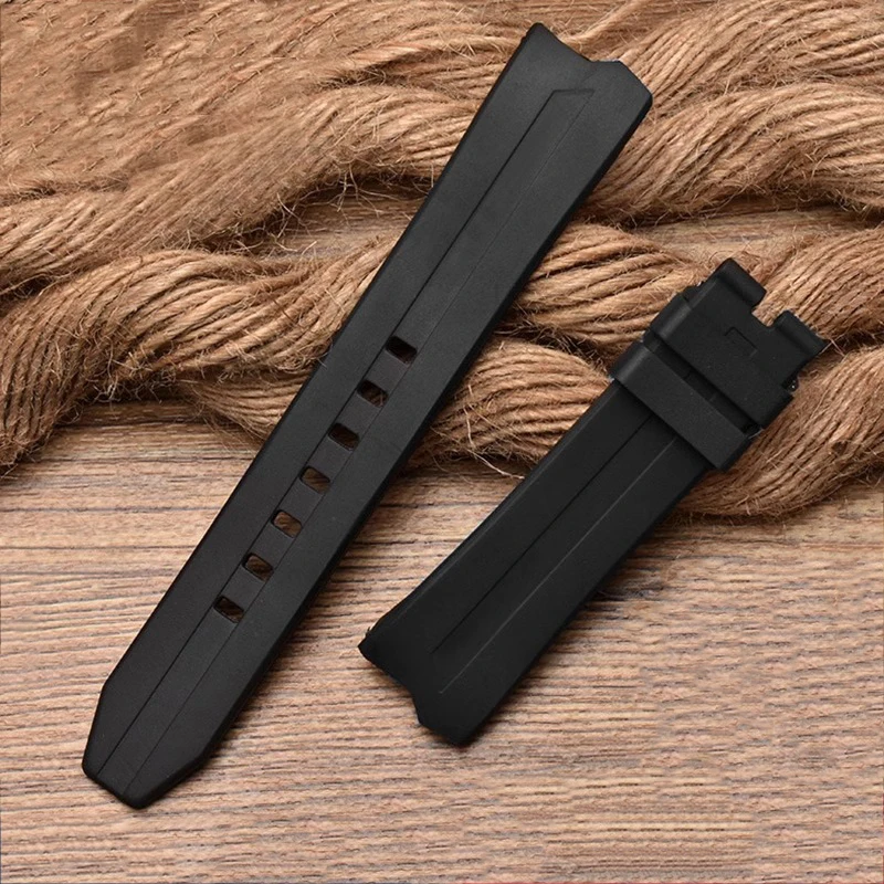 Fluororubber silicone rubber watchstrap 20mm Hi-Q dustproof black orange men watchband For Hamilton Adventure H24585331 24551331