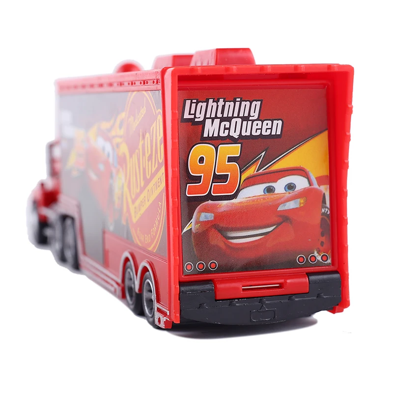 Auto Mack Truck Disney Anime Figure Lightning McQueen Racing pulcino Hicks modello The King Vehicle giocattoli per bambini regali di compleanno