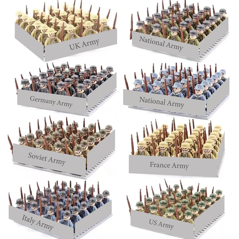 Segunda Guerra Mundial infantería soldado militar guerra ejército nacional Mini arma armas modelos bloques de construcción juguetes para niños