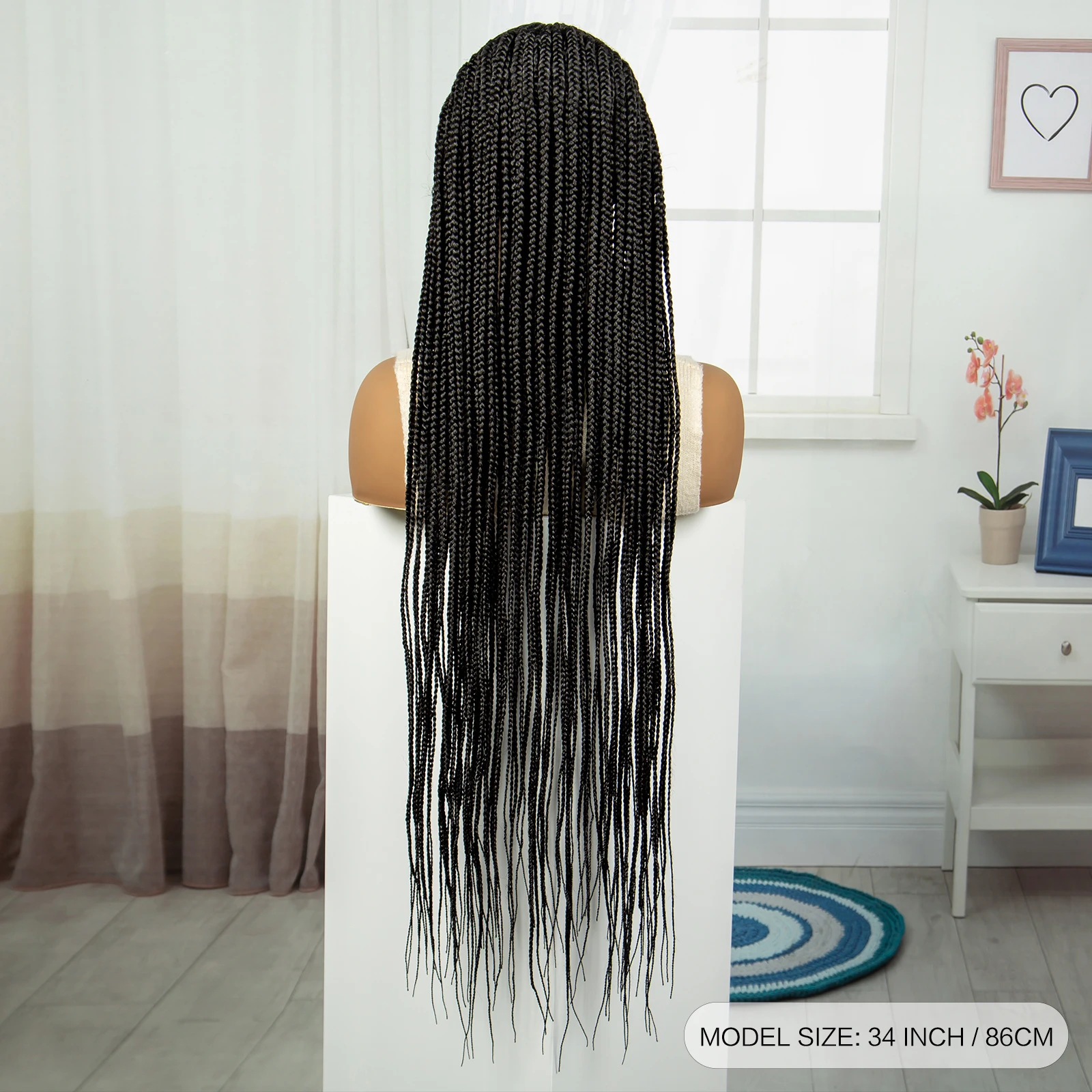 36 인치 레이스 땋은 가발 전체 레이스 합성 머리띠 가발 아기 머리 레이스 정면 수제 Cornrow 머리띠 가발 흑인 여성을위한