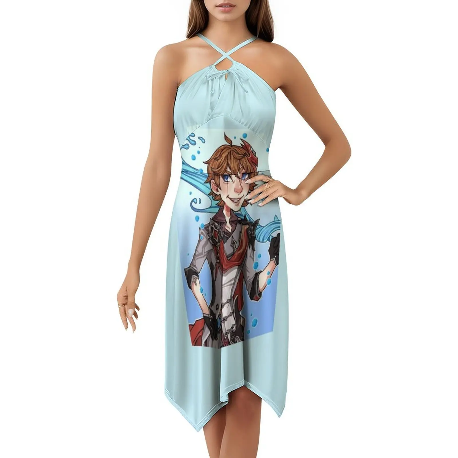 فستان جينشين إمباكت تارتاليا بفتحة عنق على شكل قلب فستان حفلات صيفي أنيق للنساء جينشين إمباكت تارتاليا تشايلد أنيمي