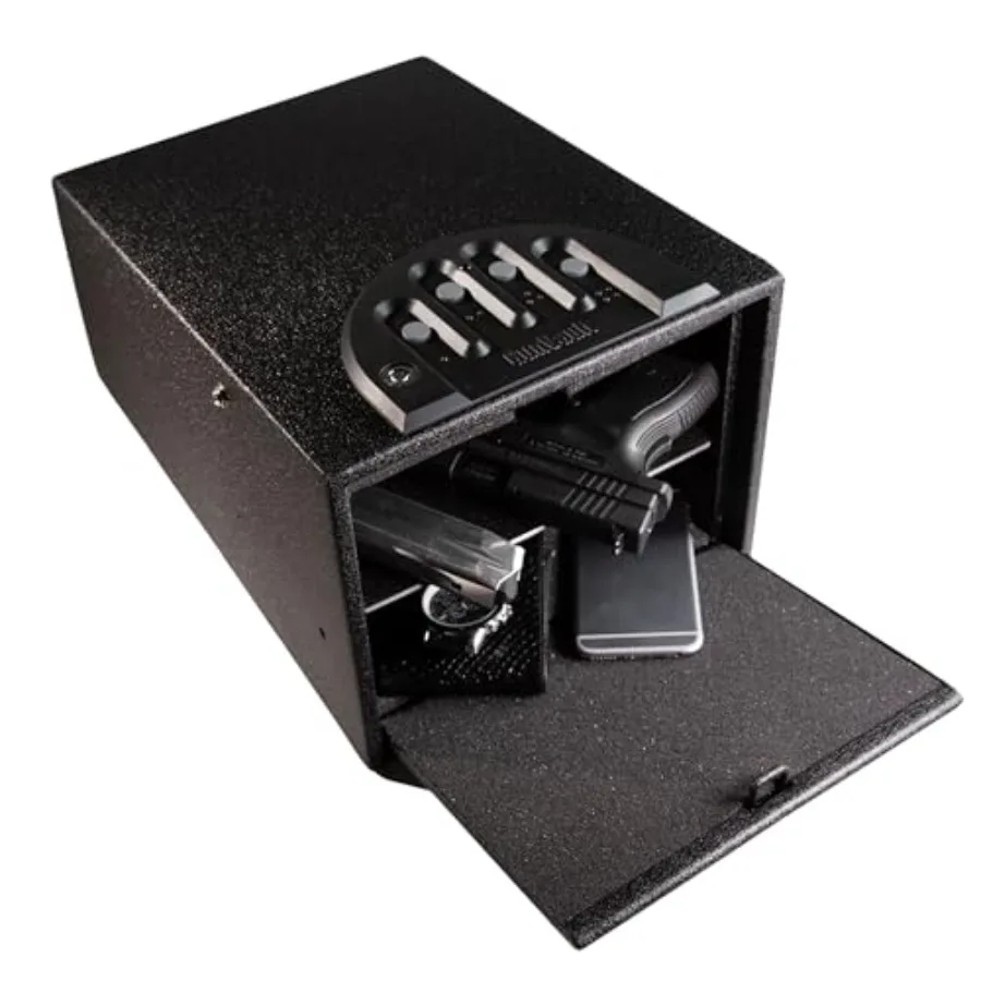 

MultiVault Deluxe 2-местный пистолет с быстрым доступом, сейф с клавиатурой NoEyes, сигнализация движения, внутренний свет, идеально подходит для домашней безопасности, автомобиля