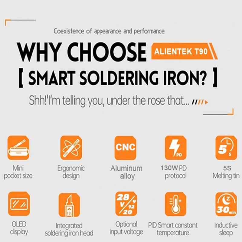 ALIENTEK T90C 전기 납땜 인두 130W 조정 가능한 디지털 디스플레이 자동 수면 PCB 정밀 납땜 인두 수리 도구
