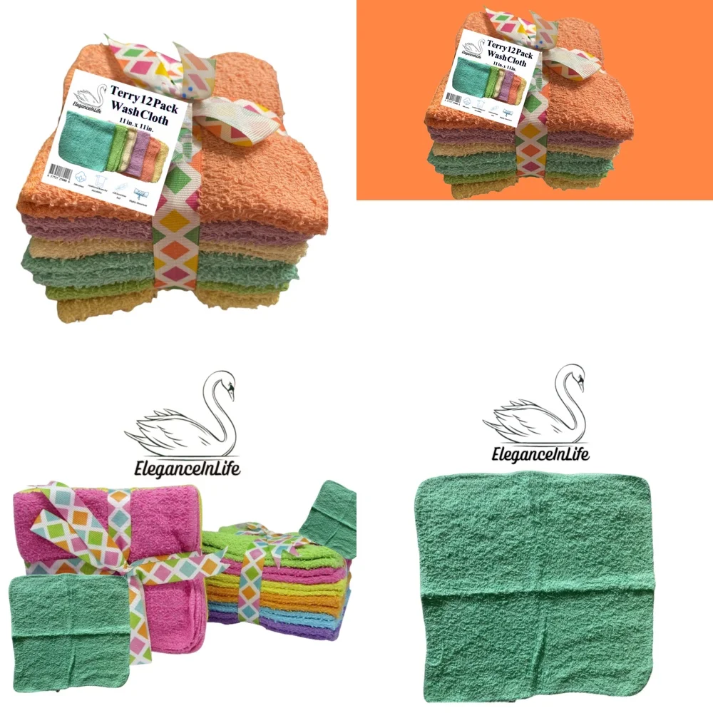 

towel12 Pack Cotton Wash Cloths 100% Pure Soft Towel Face Cloth for Bath Shower Spa Care Assorted Colors 11x11 Inch Quick Dry
