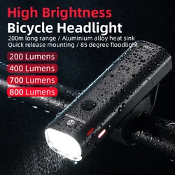 ROCKBROS Bike Light USB Rechargeable LED 2000mAh MTB Rainproof Front Lamp Headlight Aluminum Ultralight Flashlight Bicycle Light